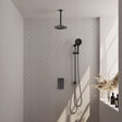 BRAUER Gunmetal Edition thermostatische inbouw regendouche 3-weg omstelling SET 47 met 20 cm douchekop en plafondarm en 3-standen handdouche en doucheslang en geïntegreerde glijstang gunmetal geborsteld PVD