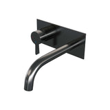 BRAUER Gunmetal Edition inbouw wastafelmengkraan met gebogen uitloop en afdekplaat model E2 gunmetal geborsteld PVD