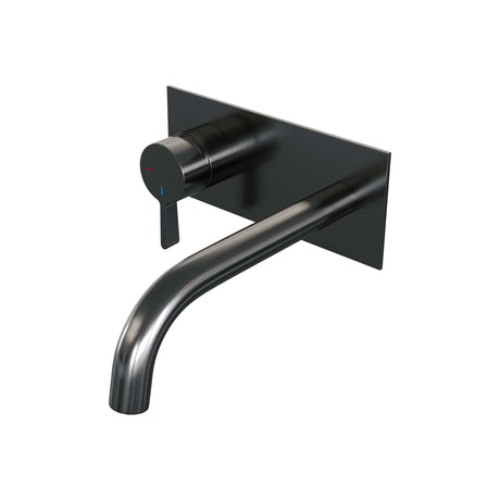 BRAUER Gunmetal Edition inbouw wastafelmengkraan met gebogen uitloop en afdekplaat model E2 gunmetal geborsteld PVD