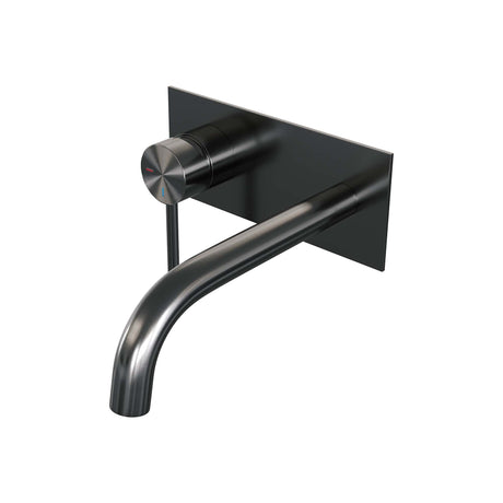BRAUER Gunmetal Edition inbouw wastafelmengkraan met gebogen uitloop en afdekplaat model A2 gunmetal geborsteld PVD