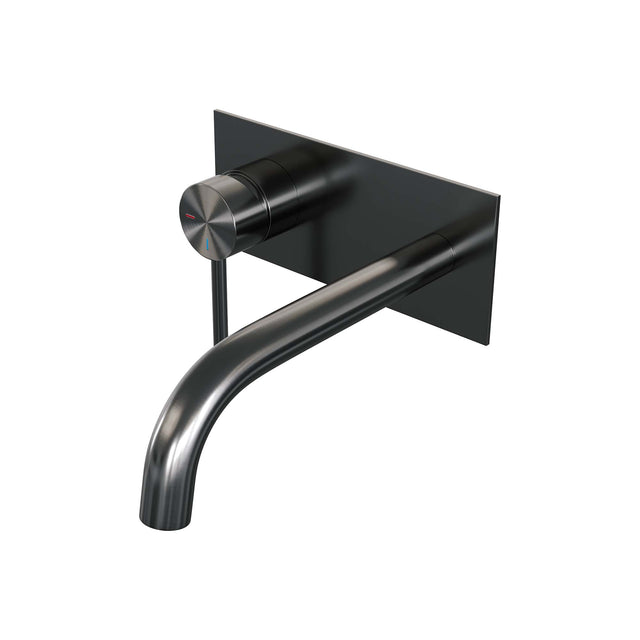 BRAUER Gunmetal Edition inbouw wastafelmengkraan met gebogen uitloop en afdekplaat model A2 gunmetal geborsteld PVD