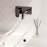 BRAUER Gunmetal Edition inbouw wastafelmengkraan met gebogen uitloop en afdekplaat model C2 gunmetal geborsteld PVD