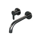 BRAUER Gunmetal Edition inbouw wastafelmengkraan met gebogen uitloop en rozetten model D2 gunmetal geborsteld PVD
