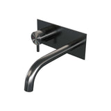 BRAUER Gunmetal Edition inbouw wastafelmengkraan met gebogen uitloop en afdekplaat model B2 gunmetal geborsteld PVD