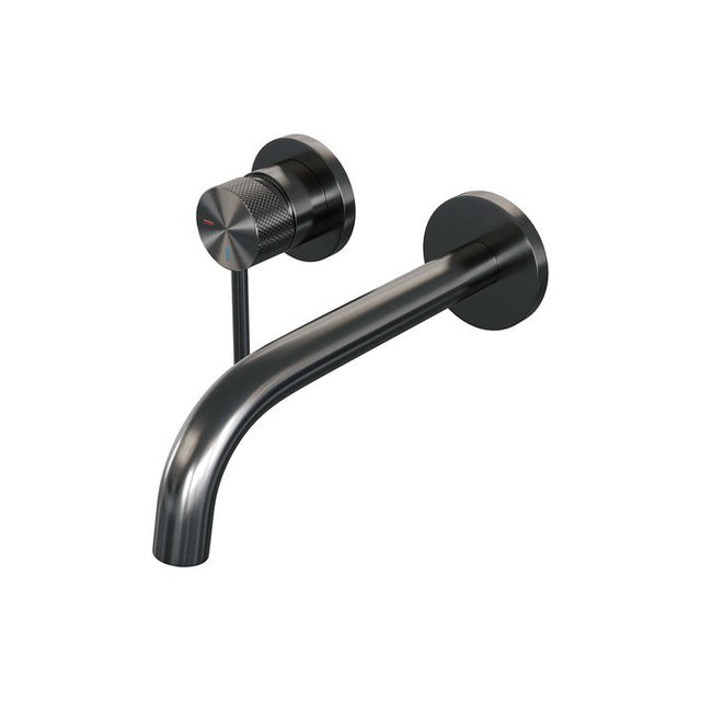 BRAUER Gunmetal Carving inbouw wastafelmengkraan met gebogen uitloop en rozetten model A2 gunmetal geborsteld PVD 5-GM-083-B6-65