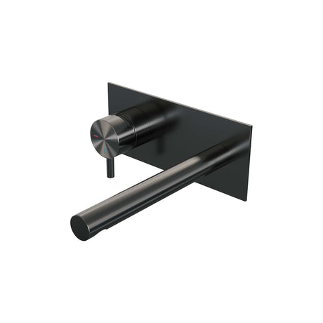 BRAUER Gunmetal Edition inbouw wastafelmengkraan met rechte uitloop en afdekplaat model B2 gunmetal geborsteld PVD