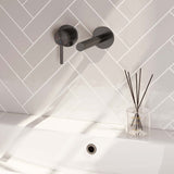 BRAUER Gunmetal Carving inbouw wastafelmengkraan met rechte uitloop en rozetten model A2 gunmetal geborsteld PVD 5-GM-083-S6-65