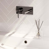 BRAUER Gunmetal Carving inbouw wastafelmengkraan met rechte uitloop en afdekplaat model A2 gunmetal geborsteld PVD 5-GM-083-S6