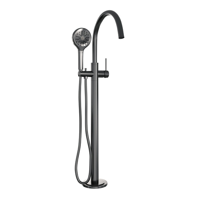 BRAUER Gunmetal Carving vrijstaande badmengkraan SET 02 met 3-standen handdouche en doucheslang gunmetal geborsteld PVD