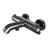 BRAUER Gunmetal Carving opbouw baddouche thermostaatkraan SET 02 met glijstang en 3-standen handdouche en doucheslang gunmetal geborsteld PVD