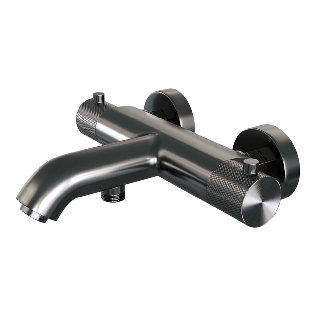 BRAUER Gunmetal Carving opbouw baddouche thermostaatkraan SET 02 met glijstang en 3-standen handdouche en doucheslang gunmetal geborsteld PVD