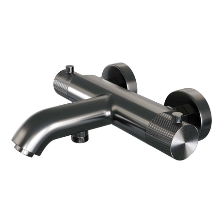 BRAUER Gunmetal Carving opbouw baddouche thermostaatkraan SET 01 met glijstang en staaf handdouche en doucheslang gunmetal geborsteld PVD