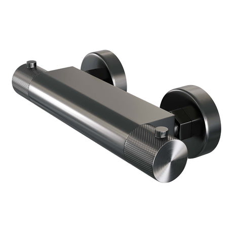 BRAUER Gunmetal Carving opbouw douche thermostaatkraan SET 01 met glijstang en staaf handdouche en doucheslang gunmetal geborsteld PVD