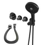 BRAUER Gunmetal Carving thermostatische inbouw badkraan SET 02 met badvulcombinatie en 3-standen handdouche en doucheslang en wandaansluitbocht gunmetal geborsteld PVD