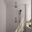 BRAUER Gunmetal Carving thermostatische inbouw regendouche SET 23 met 20 cm douchekop en plafondarm en 3-standen handdouche en doucheslang en geïntegreerde glijstang gunmetal geborsteld PVD