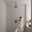BRAUER Gunmetal Carving thermostatische inbouw regendouche 3-weg omstelling SET 35 met 20 cm douchekop en plafondarm en 3-standen handdouche en doucheslang en wandaansluitbocht gunmetal geborsteld PVD