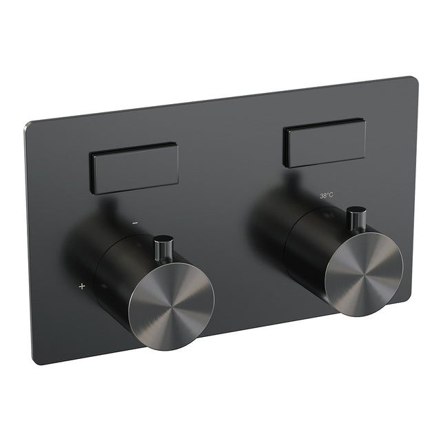 BRAUER Gunmetal Edition 2-weg inbouwthermostaat met drukknoppen met in- en afbouwdelen gunmetal geborsteld PVD