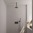 BRAUER Gunmetal Edition thermostatische inbouw regendouche met drukknoppen SET 53 met 20 cm douchekop en plafondarm en staaf handdouche en doucheslang en wandaansluitbocht gunmetal geborsteld PVD