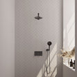 BRAUER Gunmetal Edition thermostatische inbouw regendouche met drukknoppen SET 55 met 20 cm douchekop en rechte muurarm en 3-standen handdouche en doucheslang en wandaansluitbocht gunmetal geborsteld PVD