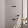 BRAUER Gunmetal Edition thermostatische inbouw regendouche met drukknoppen SET 56 met 30 cm douchekop en rechte muurarm en 3-standen handdouche en doucheslang en wandaansluitbocht gunmetal geborsteld PVD