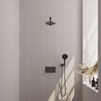 BRAUER Gunmetal Carving thermostatische inbouw regendouche met drukknoppen SET 55 met 20 cm douchekop en rechte muurarm en 3-standen handdouche en doucheslang en wandaansluitbocht gunmetal geborsteld PVD