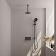 BRAUER Gunmetal Carving thermostatische inbouw regendouche met drukknoppen SET 71 met 20 cm douchekop en plafondarm en 3-standen handdouche en doucheslang en geïntegreerde glijstang gunmetal geborsteld PVD