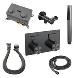 BRAUER Gunmetal Edition thermostatische inbouw badkraan met drukknoppen SET 03 met badvulcombinatie en staaf handdouche en doucheslang en wandaansluitbocht gunmetal geborsteld PVD 5-GM-208