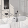 BRAUER Gunmetal Edition thermostatische inbouw badkraan met drukknoppen SET 03 met badvulcombinatie en staaf handdouche en doucheslang en wandaansluitbocht gunmetal geborsteld PVD 5-GM-208