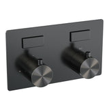 BRAUER Gunmetal Edition thermostatische inbouw badkraan met drukknoppen SET 03 met uitloop en staaf handdouche en doucheslang en wandaansluitbocht gunmetal geborsteld PVD 5-GM-210