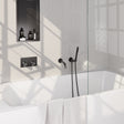 BRAUER Gunmetal Edition thermostatische inbouw badkraan met drukknoppen SET 03 met uitloop en staaf handdouche en doucheslang en wandaansluitbocht gunmetal geborsteld PVD 5-GM-210