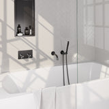 BRAUER Gunmetal Edition thermostatische inbouw badkraan met drukknoppen SET 03 met uitloop en staaf handdouche en doucheslang en wandaansluitbocht gunmetal geborsteld PVD 5-GM-210