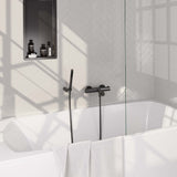 BRAUER Gunmetal Edition opbouw baddouche thermostaatkraan SET 03 met wandhouder en staaf handdouche en doucheslang gunmetal geborsteld PVD 5-GM-232