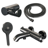 BRAUER Gunmetal Edition opbouw baddouche thermostaatkraan SET 04 met wandhouder en 3-standen handdouche en doucheslang gunmetal geborsteld PVD 5-GM-233