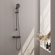 BRAUER Gunmetal Edition opbouw douche thermostaatkraan SET 02 met glijstang en 3-standen handdouche en doucheslang gunmetal geborsteld PVD 5-GM-236
