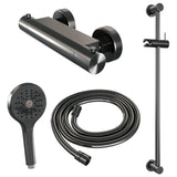 BRAUER Gunmetal Edition opbouw douche thermostaatkraan SET 02 met glijstang en 3-standen handdouche en doucheslang gunmetal geborsteld PVD 5-GM-236