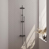 BRAUER Gunmetal Edition opbouw thermostatische regendouche SET 01 met 20 cm hoofddouche en staaf handdouche en doucheslang gunmetal geborsteld PVD 5-GM-239