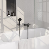 BRAUER Gunmetal Carving opbouw baddouche thermostaatkraan SET 04 met wandhouder en 3-standen handdouche en doucheslang gunmetal geborsteld PVD 5-GM-247