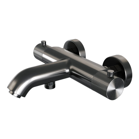 BRAUER Gunmetal Carving opbouw baddouche thermostaatkraan SET 04 met wandhouder en 3-standen handdouche en doucheslang gunmetal geborsteld PVD 5-GM-247