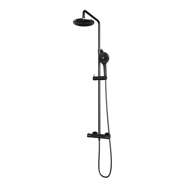 BRAUER Gunmetal Carving opbouw thermostatische regendouche SET 02 met 20 cm hoofddouche en 3-standen handdouche en doucheslang gunmetal geborsteld PVD 5-GM-254