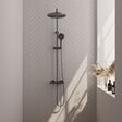 BRAUER Gunmetal Carving opbouw thermostatische regendouche SET 04 met 30 cm hoofddouche en 3-standen handdouche en doucheslang gunmetal geborsteld PVD 5-GM-256