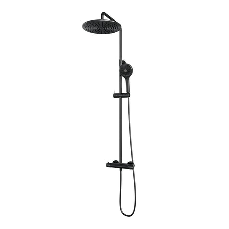 BRAUER Gunmetal Carving opbouw thermostatische regendouche SET 04 met 30 cm hoofddouche en 3-standen handdouche en doucheslang gunmetal geborsteld PVD 5-GM-256