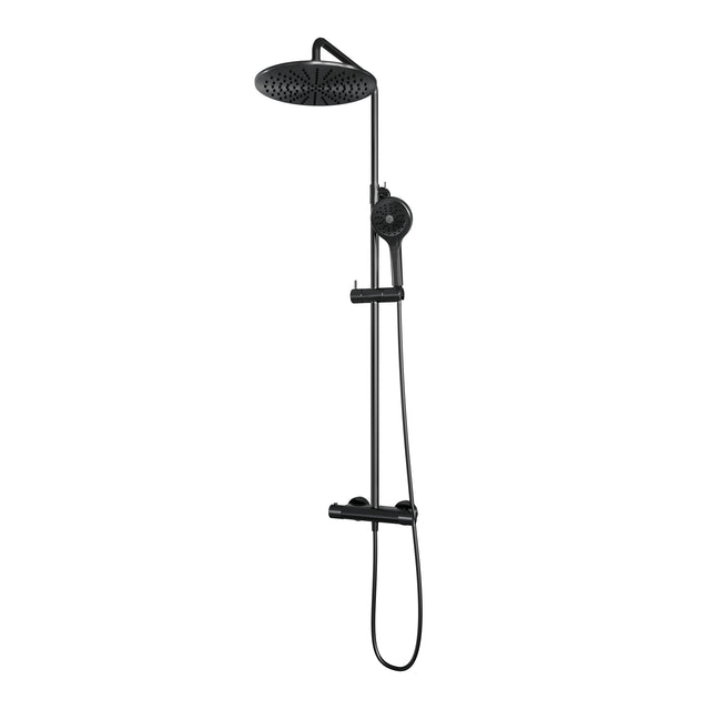 BRAUER Gunmetal Carving opbouw thermostatische regendouche SET 04 met 30 cm hoofddouche en 3-standen handdouche en doucheslang gunmetal geborsteld PVD 5-GM-256