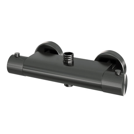 BRAUER Gunmetal Carving opbouw thermostatische regendouche SET 04 met 30 cm hoofddouche en 3-standen handdouche en doucheslang gunmetal geborsteld PVD 5-GM-256
