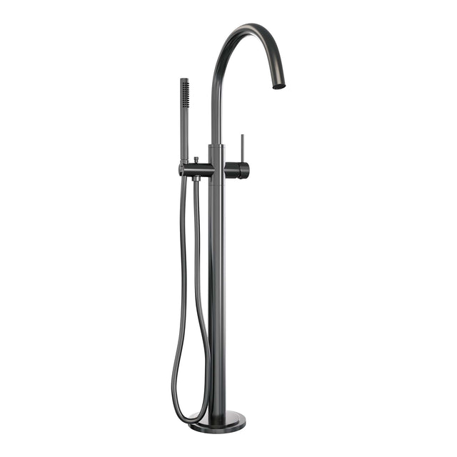 BRAUER Gunmetal Carving vrijstaande badmengkraan SET 01 met staaf handdouche en doucheslang gunmetal geborsteld PVD 5-GM-262
