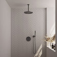 BRAUER Gunmetal Edition thermostatische inbouw regendouche 3-weg rond SET 78 met 30 cm douchekop en plafondarm en staaf handdouche en doucheslang en wandaansluitbocht gunmetal geborsteld PVD 5-GM-272