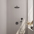 BRAUER Gunmetal Edition thermostatische inbouw regendouche 3-weg rond SET 82 met 30 cm douchekop en gebogen muurarm en 3-standen handdouche en doucheslang en wandaansluitbocht gunmetal geborsteld PVD 5-GM-276