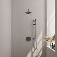 BRAUER Gunmetal Edition thermostatische inbouw regendouche 3-weg rond SET 85 met 20 cm douchekop en rechte muurarm en staaf handdouche en doucheslang en geÃ¯ntegreerde glijstang gunmetal geborsteld PVD 5-GM-279