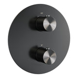 BRAUER Gunmetal Edition thermostatische inbouw regendouche 3-weg rond SET 87 met 20 cm douchekop en gebogen muurarm en staaf handdouche en doucheslang en geÃ¯ntegreerde glijstang gunmetal geborsteld PVD 5-GM-281