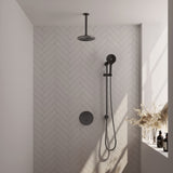 BRAUER Gunmetal Edition thermostatische inbouw regendouche 3-weg rond SET 95 met 20 cm douchekop en plafondarm en 3-standen handdouche en doucheslang en geÃ¯ntegreerde glijstang gunmetal geborsteld PVD 5-GM-289