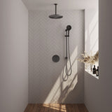 BRAUER Gunmetal Edition thermostatische inbouw regendouche 3-weg rond SET 96 met 30 cm douchekop en plafondarm en 3-standen handdouche en doucheslang en geÃ¯ntegreerde glijstang gunmetal geborsteld PVD 5-GM-290